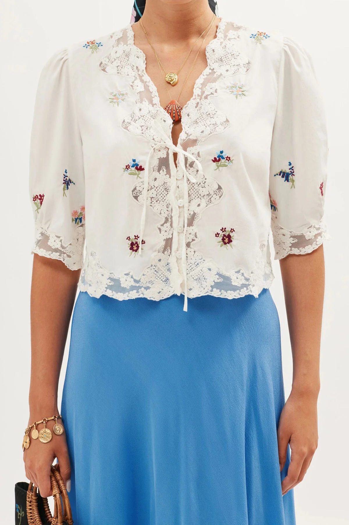 Ursula Top Bud Embroidery Ivory - Image 2