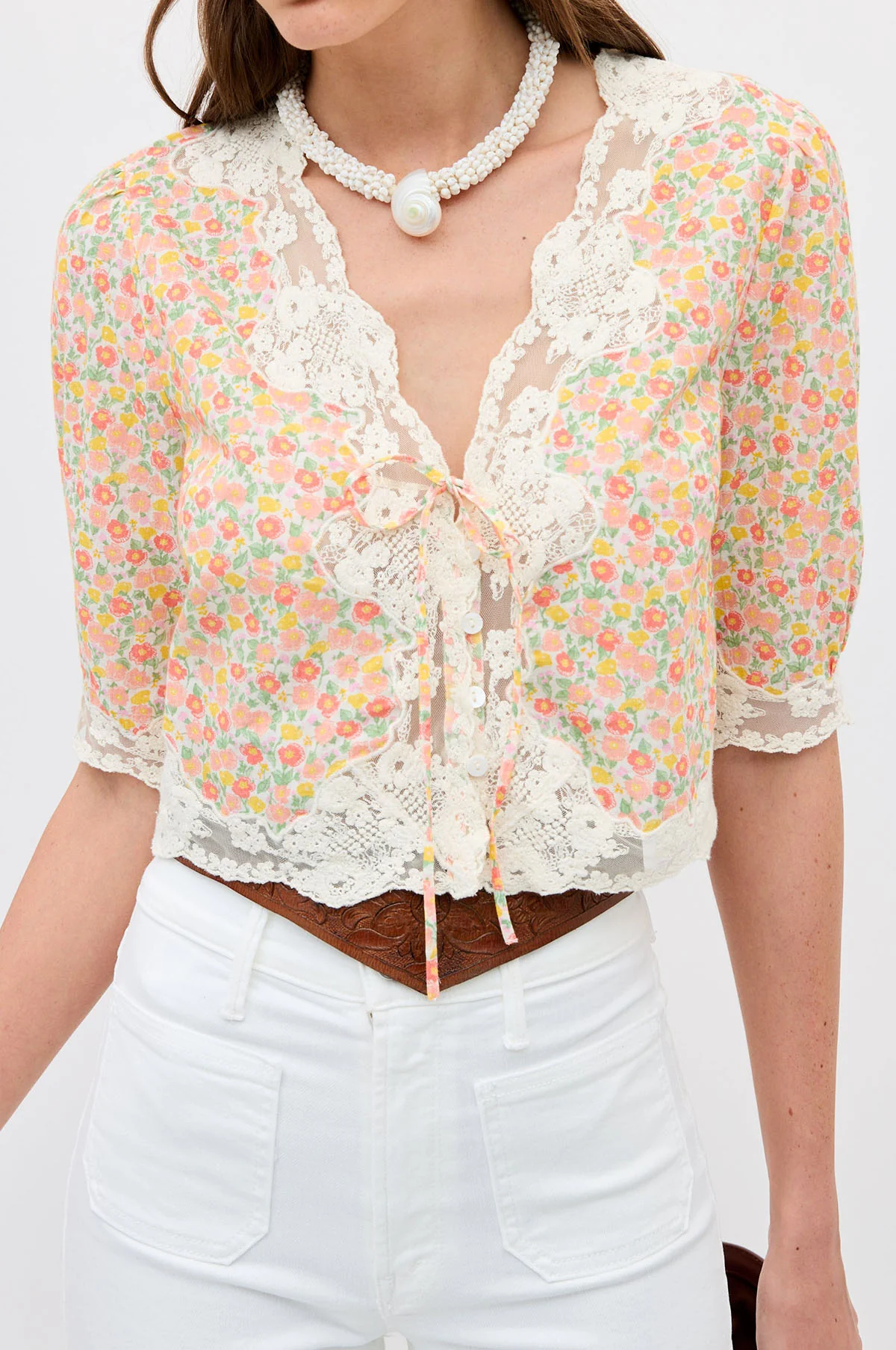 Ursula Top Katie Floral Cream - Image 2
