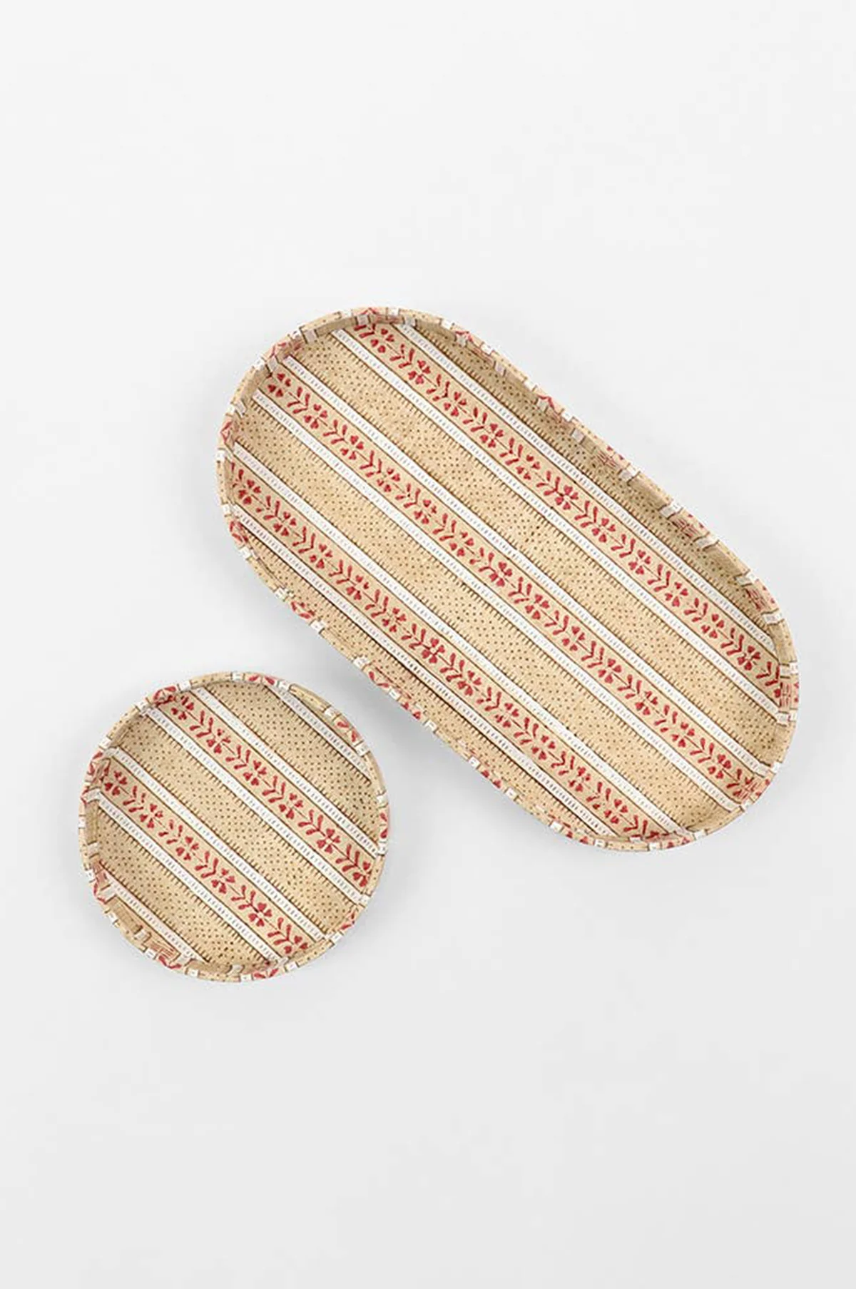 Desk Tray Set Floral Stripe Ochre - Image 2