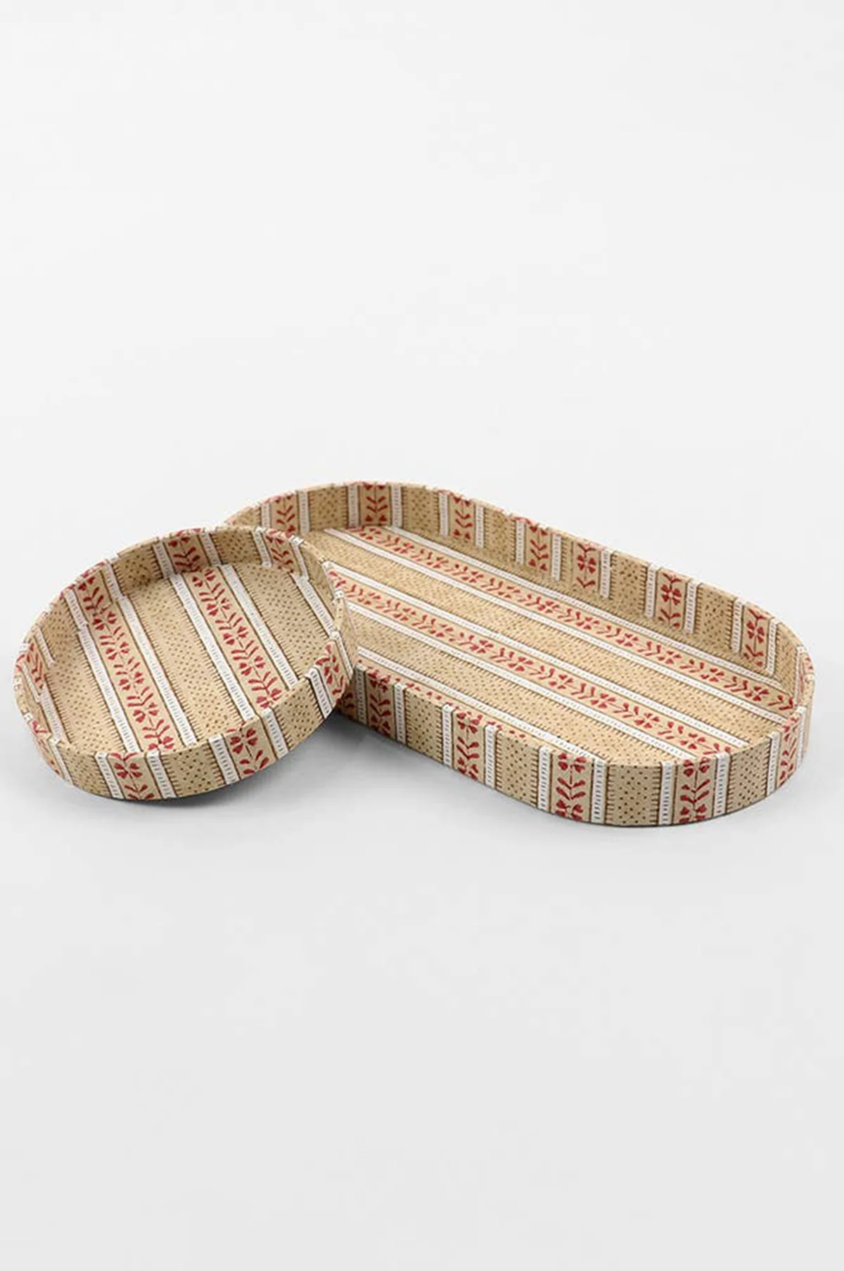 Desk Tray Set Floral Stripe Ochre - Image 3