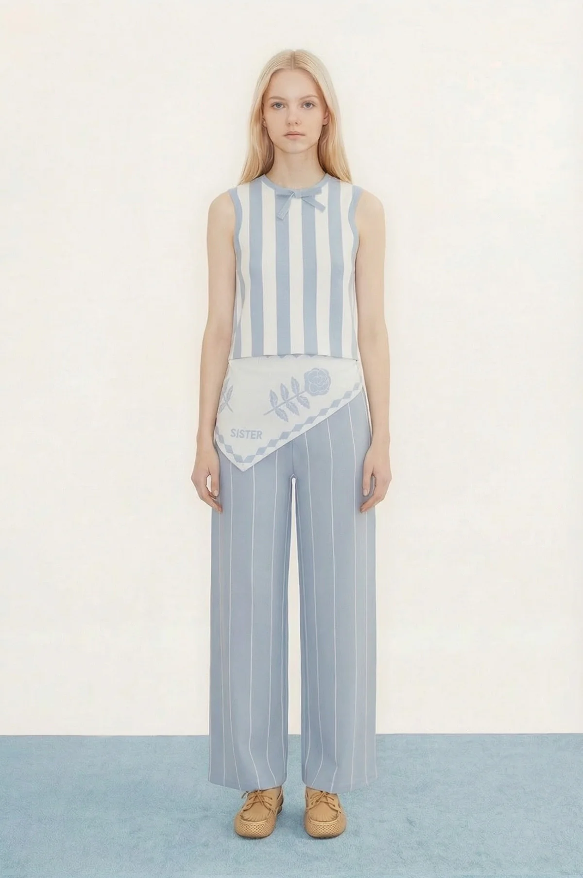 Wide Stripes Top Pretty Blue - Image 2