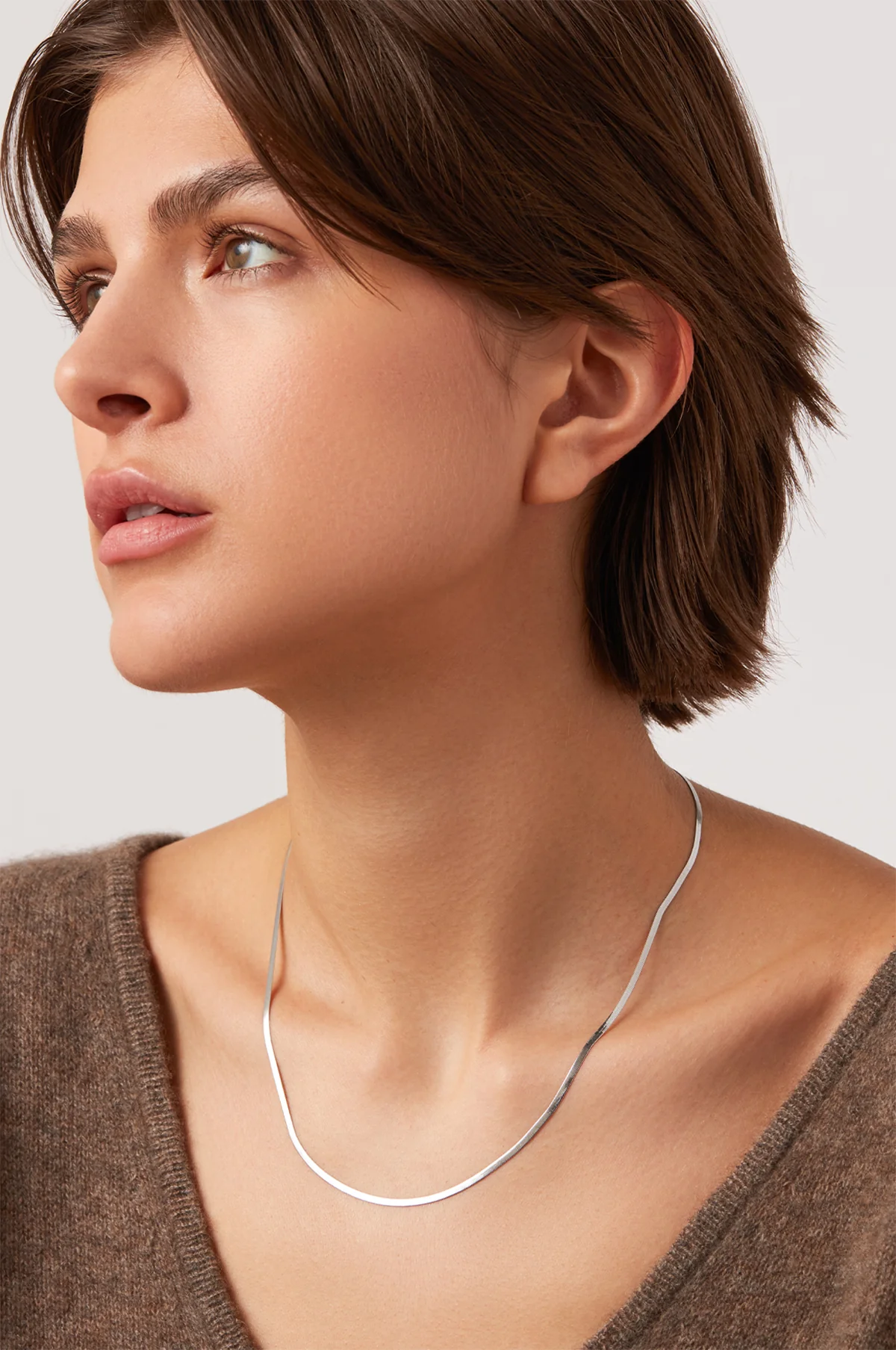 Zeina Slim Silver Chain Necklace - Image 2
